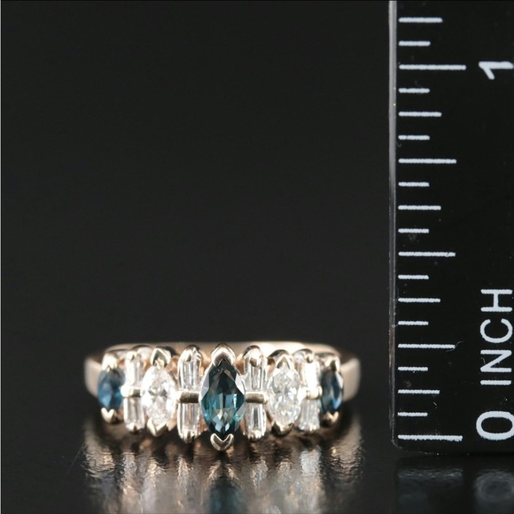 14K Sapphire and Diamond Ring - sz 5.75 - Picture 2 of 8